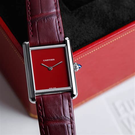 cartier red tank watch|authentic cartier tank watch.